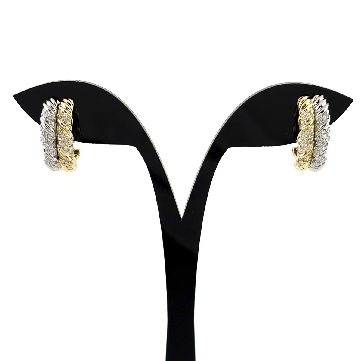 メレダイヤ デザインイヤリング YG イエローゴールド プラチナ ピアス 2way イヤリング K18 Pt900 ダイヤモンド レディース 【中古】