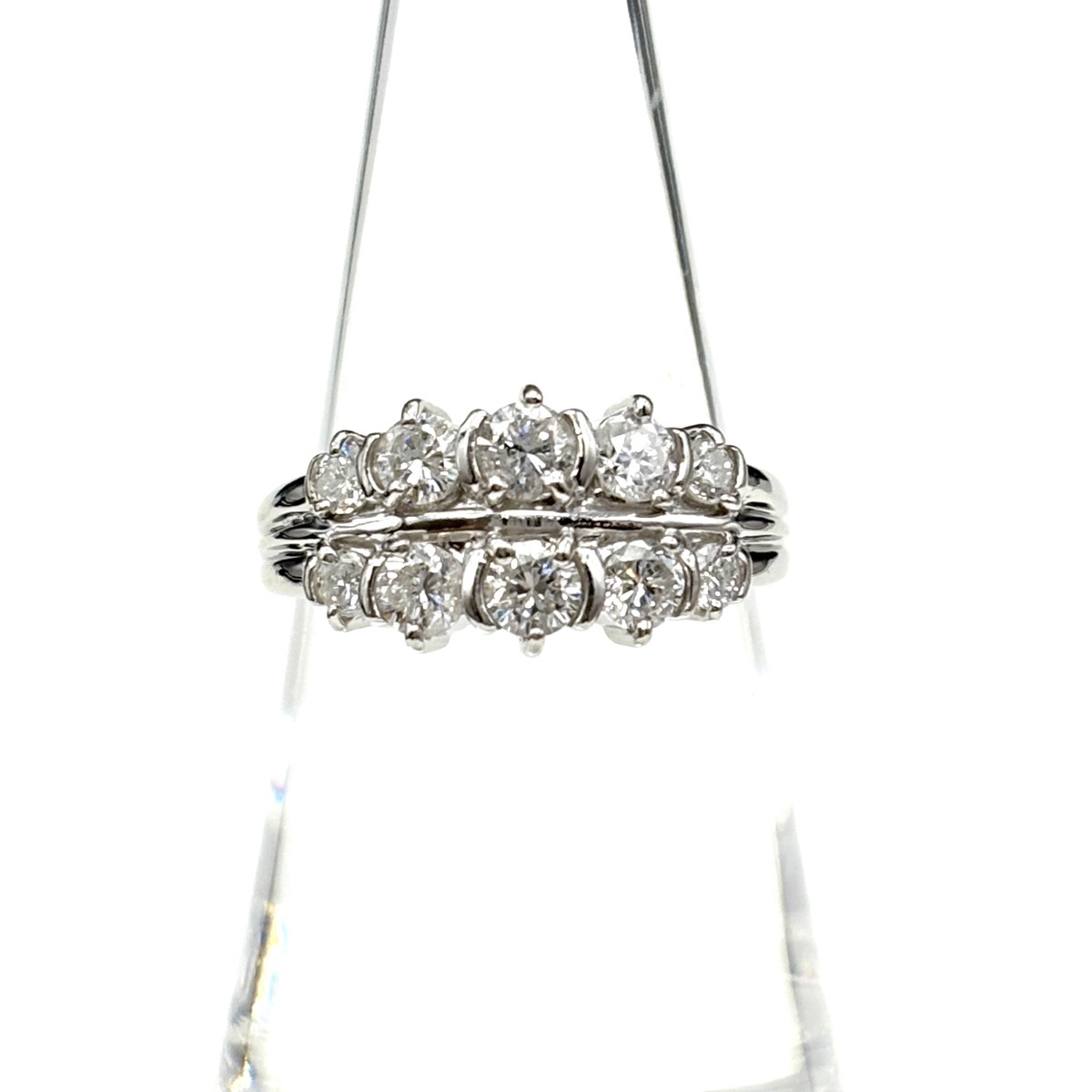 メレダイヤ デザインリング プラチナ 指輪 リング 11.5号 Pt900 ダイヤモンド レディース 【中古】