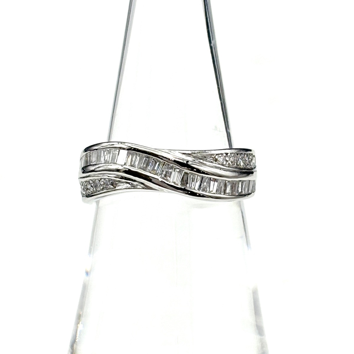 メレダイヤ デザインリング プラチナ 指輪 リング 11.5号 Pt900 ダイヤモンド レディース 【中古】