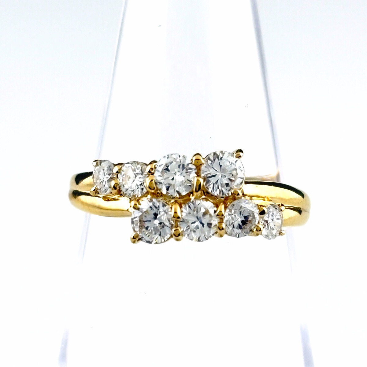 メレダイヤ デザインリング YG イエローゴールド 指輪 リング 13.5号 K18 ダイヤモンド レディース 【中古】