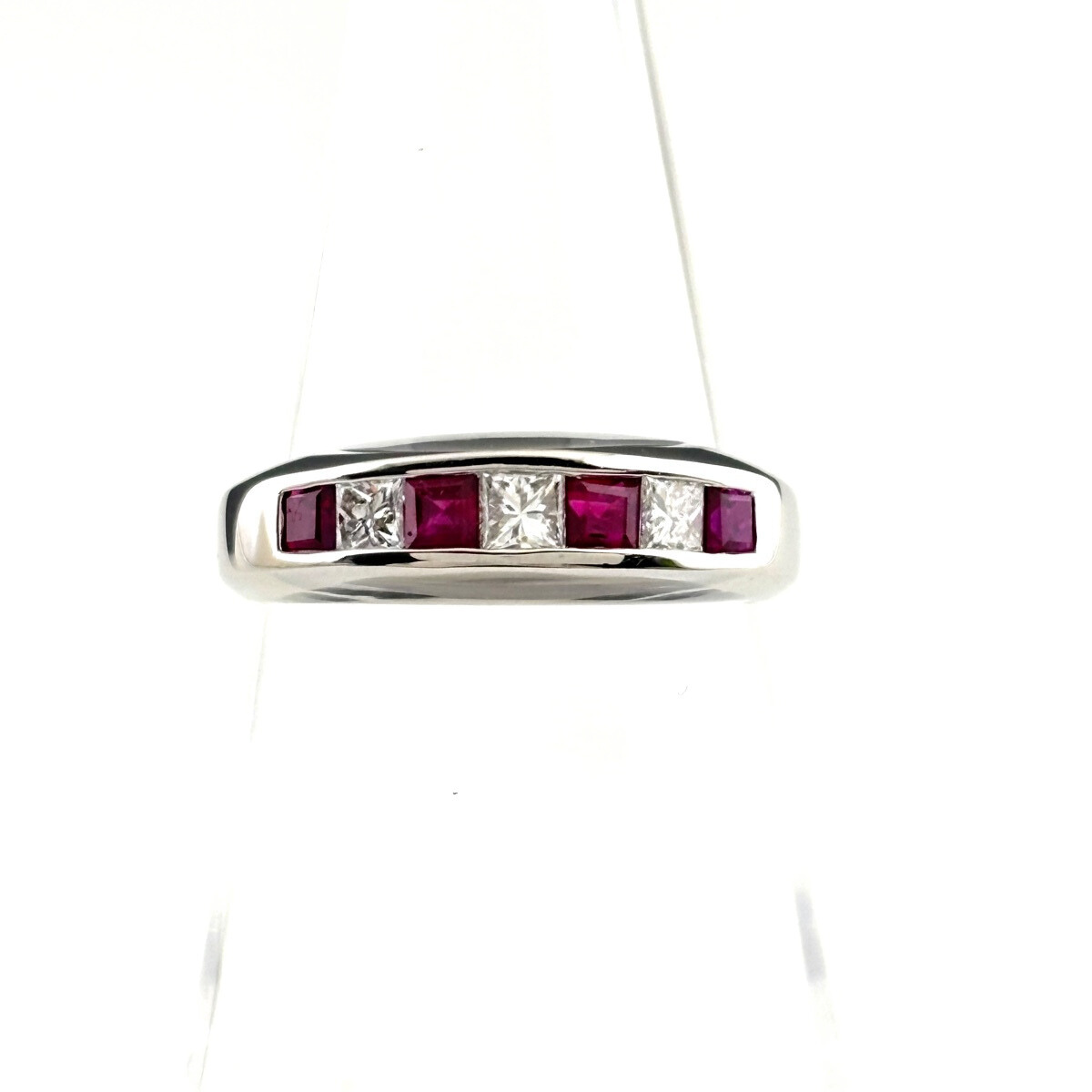 ルビー デザインリング プラチナ 指輪 メレダイヤ リング 13号 Pt900 ルビー ダイヤモンド レディース 【中古】