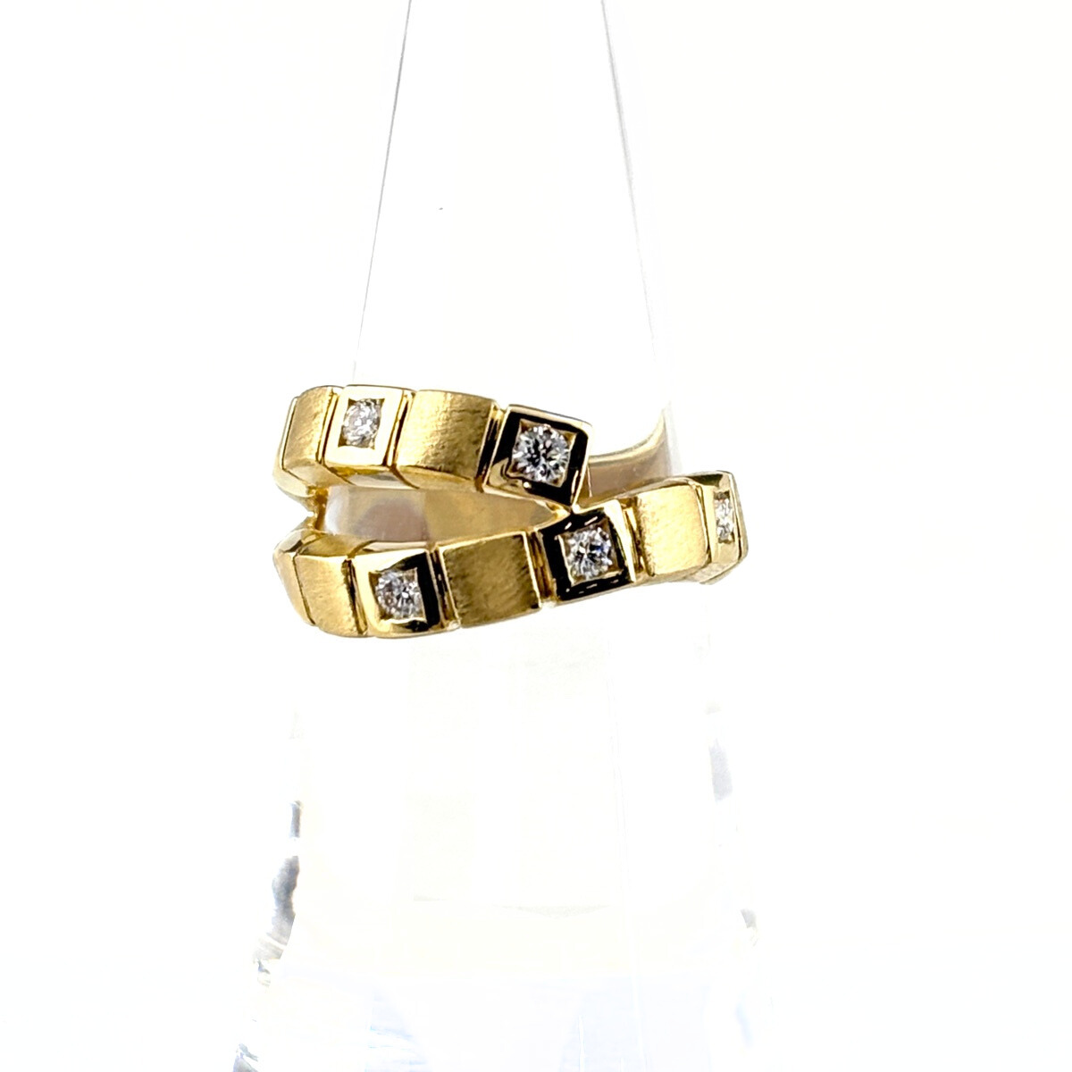 メレダイヤ デザインリング YG イエローゴールド 指輪 リング 14号 K18 ダイヤモンド レディース 【中古】