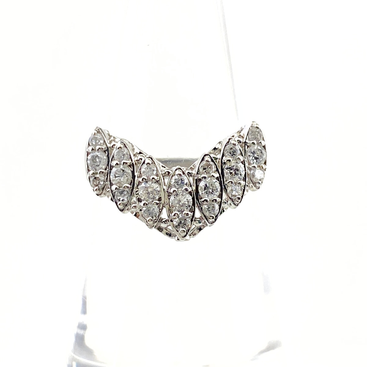 メレダイヤ デザインリング プラチナ 指輪 リング 12号 Pt900 ダイヤモンド レディース 【中古】