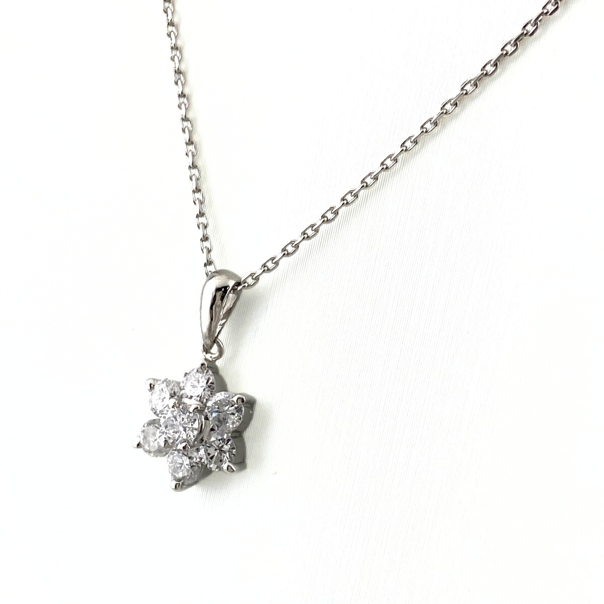 フラワーモチーフ デザインネックレス プラチナ YG イエローゴールド ペンダント 花 Pt900 Pt850 ダイヤモンド レディース 【中古】