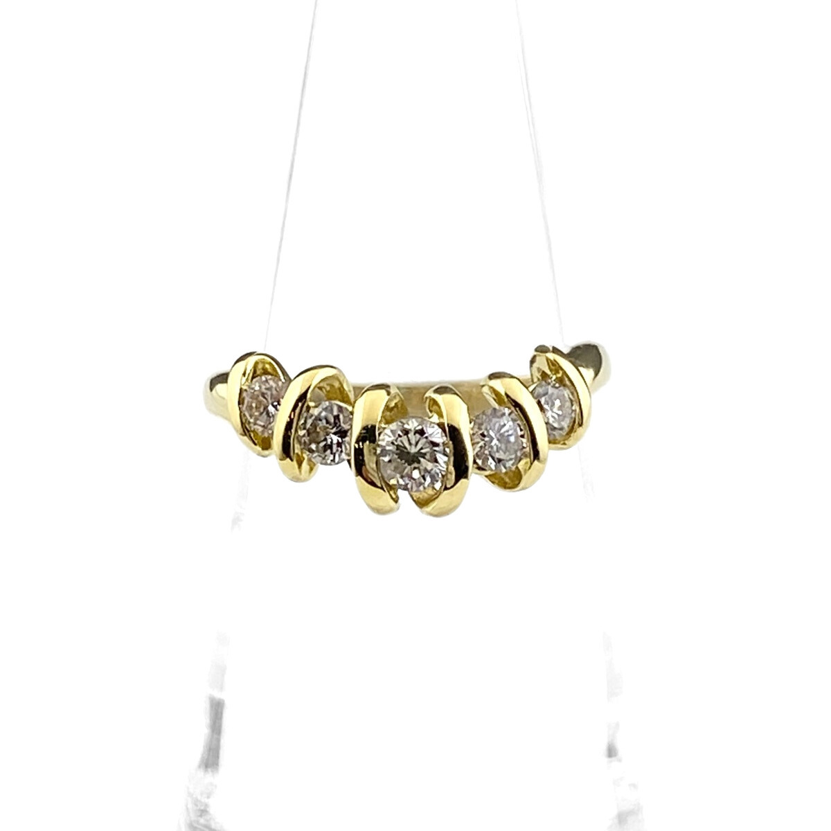 メレダイヤ デザインリング YG イエローゴールド 指輪 リング 10.5号 K18 ダイヤモンド レディース 【中古】