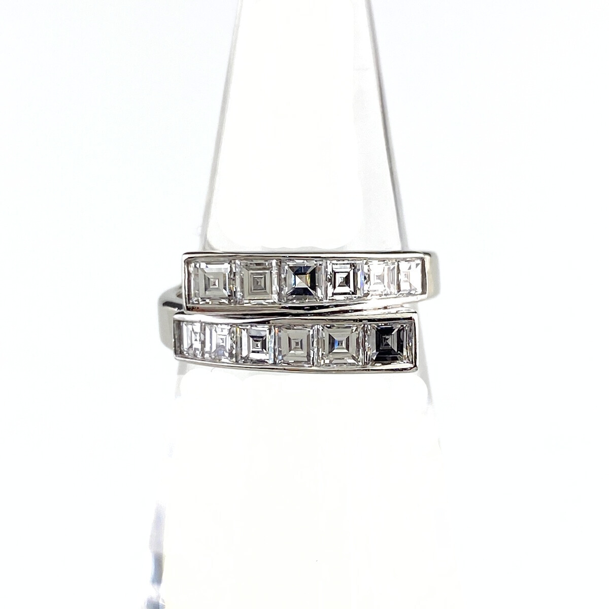 メレダイヤ デザインリング プラチナ 指輪 リング 7号 Pt900 ダイヤモンド レディース 【中古】