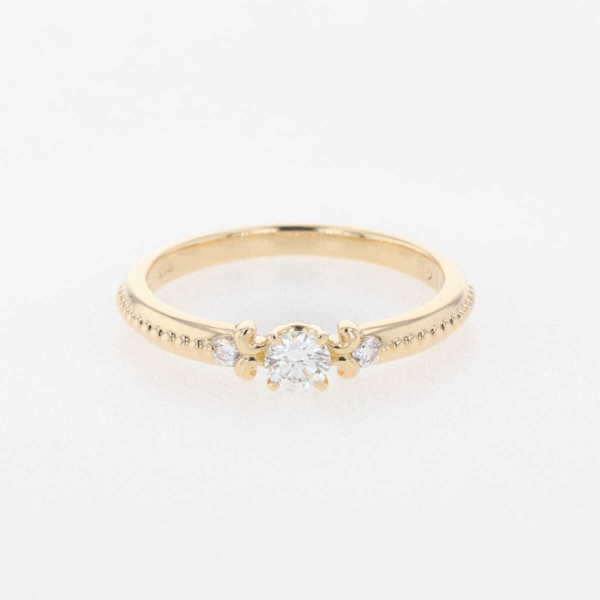 メレダイヤ デザインリング YG イエローゴールド 指輪 リング 11号 K18 ダイヤモンド レディース 【中古】