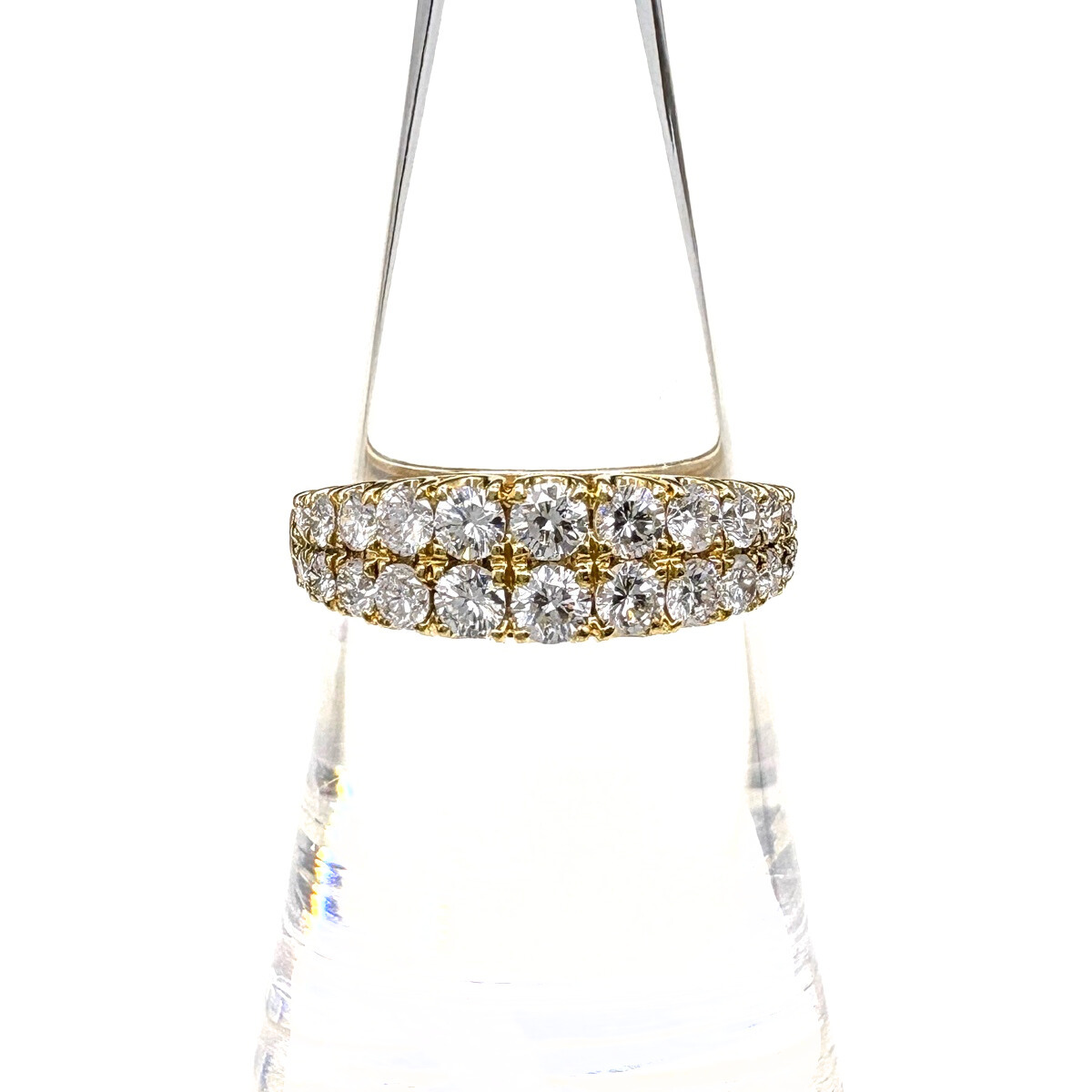 メレダイヤ デザインリング YG イエローゴールド 指輪 リング 13号 K18 ダイヤモンド レディース 【中古】