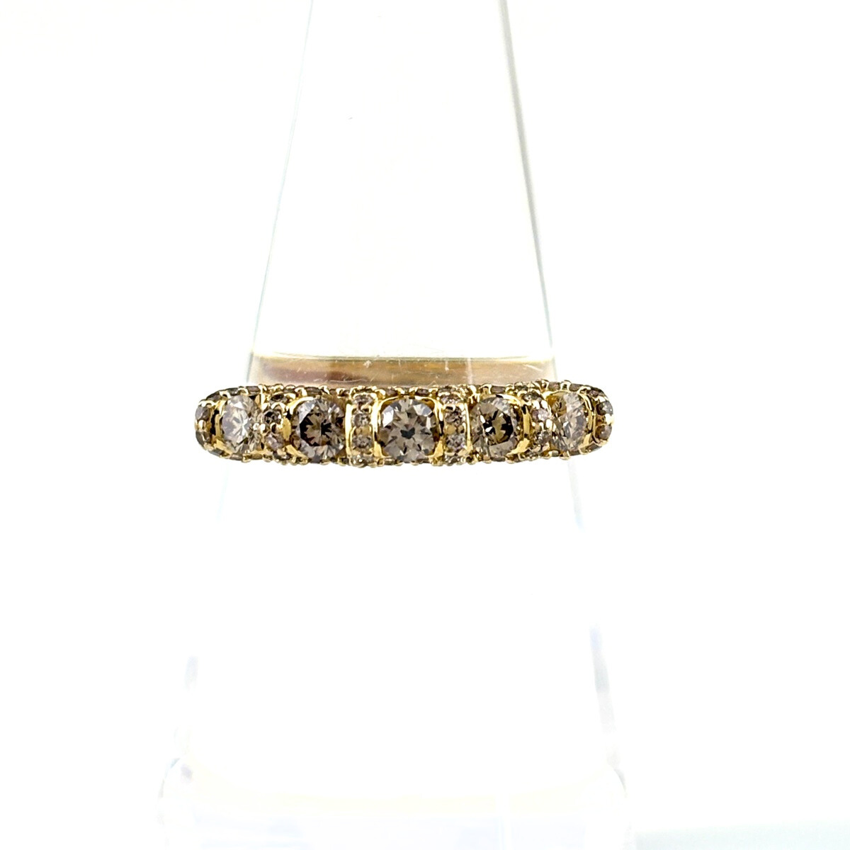 GSTV メレダイヤ デザインリング YG イエローゴールド 腕輪 リング 13号 K18 ダイヤモンド レディース 【中古】