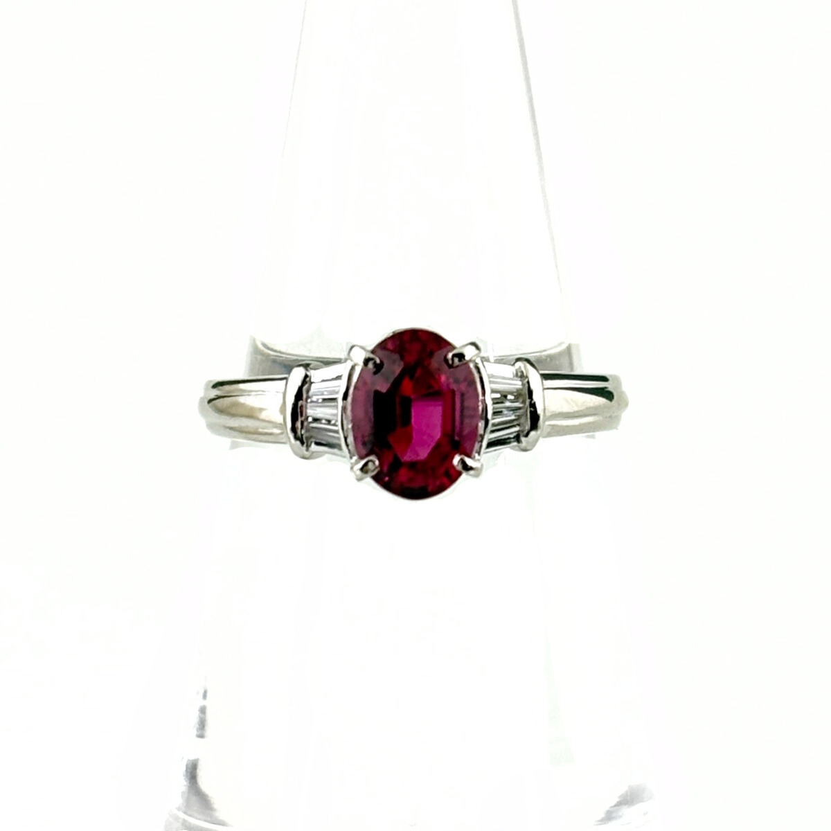 ピンクトルマリン デザインリング プラチナ メレダイヤ 指輪 リング 12.5号 Pt900 ピンクトルマリン ダイヤモンド レディース 【中古】