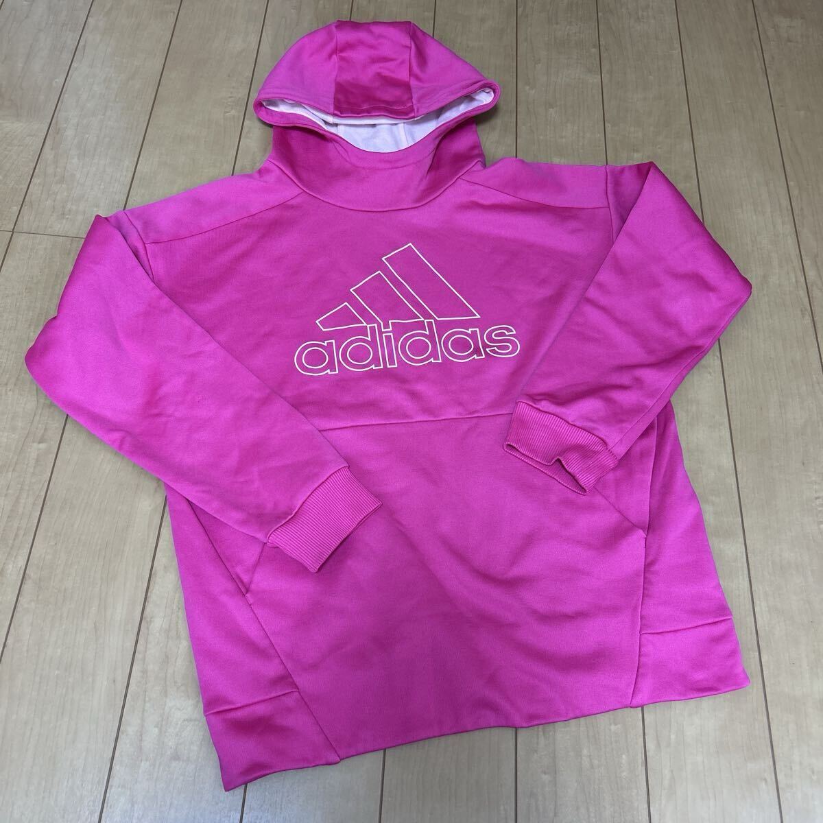 adidas アディダス 裏起毛 パーカー160 テニスウエア　ウォーミングアップウエア