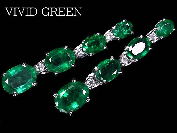 .ZL17341SS【売り切り】新品【RK宝石】≪Emerald≫ Vivid Green 極上エメラルド 両耳 総計3.9ct 極上ダイヤモンド K18WG 超高級ピアス