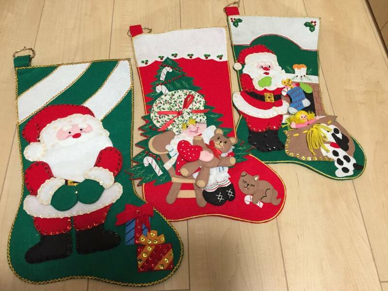★中古★クリスマス　手作り　大型靴下　３セット