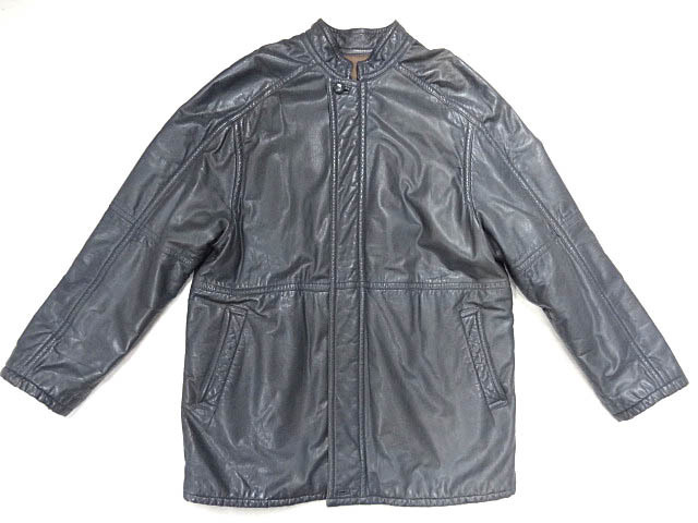 ヴァレンティノガラバーニ イタリア製 レザー 変形 デザイン ジャケット コート 立ち襟 灰 グレー スリーブ ビンテージ デザイナーズ レア
