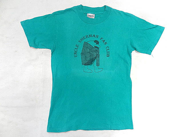 ビンテージ 希少 アンクルシャーマン 70S ONEITA USA製 だまし絵 パロディ エロ プリント Tシャツ 緑 グリーン コットン サイズS レア 珍品