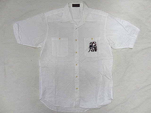 ROBERTA DI CAMERINO ロベルタ ディ カメリーノ 90S 白 ホワイト 半袖 シャツ 刺繍 デザイン ポケットサイズ L 無地 ラウンド ブランド 80S