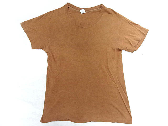 ビンテージ HANES ヘインズ 希少 60S 70S USA製 コットン 無地 茶 ブラウン カラー Tシャツ S サイズ 雰囲気 単色 アンダーウェアー 半袖