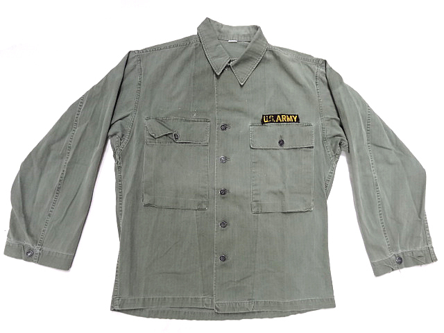 ビンテージ WW2 US ミリタリー 40S HBT シャツ ジャケット 13スター ボタン ヘリンボーン ツイル アーミー パッチ ワッペン サイズ 38R OD