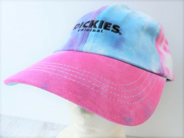 @201106.020 Dickies ディッキーズ ユニセックス ロゴ刺繍タイダイキャップ ベルトアジャスター付き ブルー Fサイズ 56～58cm