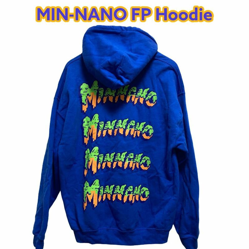 【新品同様】min-nano minnano FP Pullover ミンナノ ロゴ スウェットパーカー L 青ブルー sunsea unused LQQK STUDIO