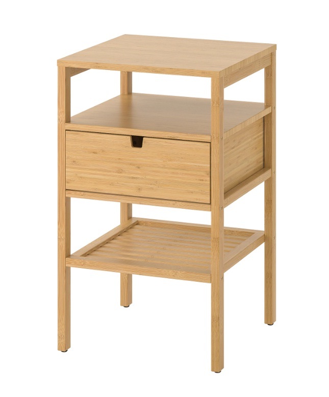 ☆ IKEA イケア ☆ NORDKISA ノールドシーサ ベッドサイドテーブル, ＜竹40x40 cm＞ u☆