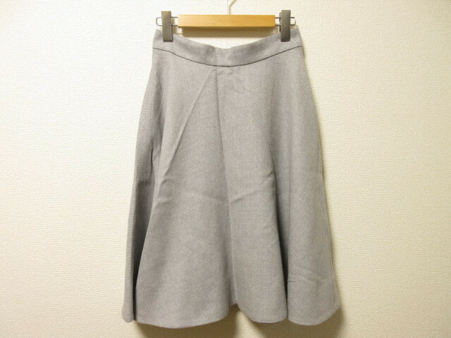 美品 ESTNATION エストネーション ウール フレアースカート 無地 グレー サイズ３８ 日本製 ma0198