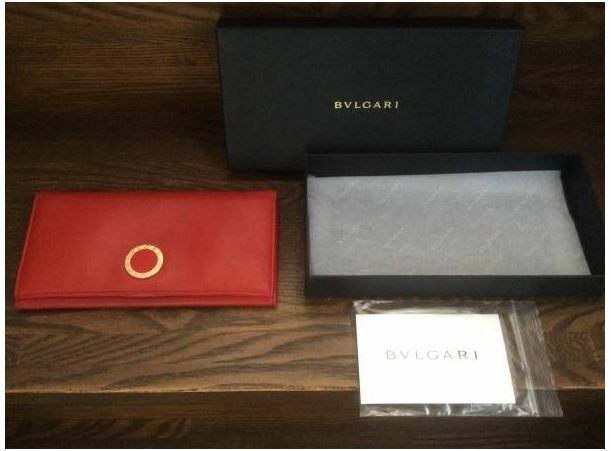 【百貨店購入品】 ブルガリ BVLGARI 二つ折り長財布 レディース 美品 箱付き レッド