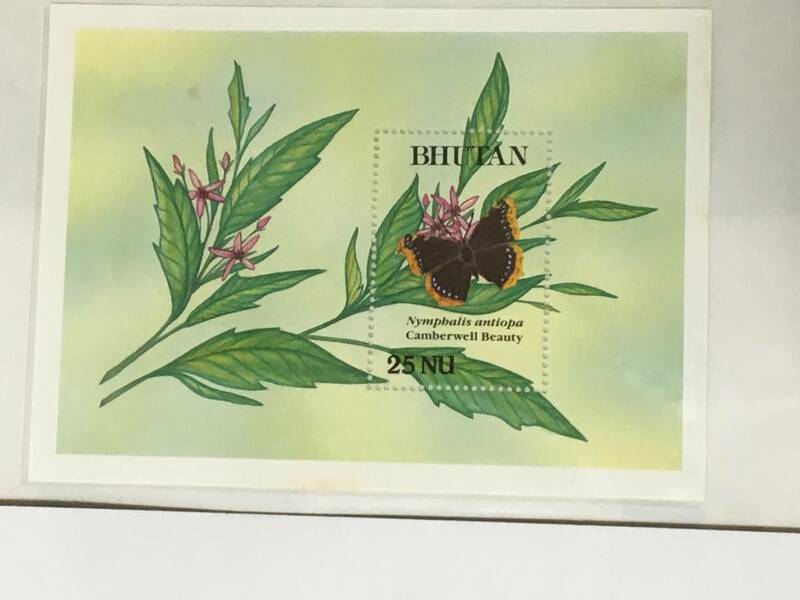 切手：昆虫・蝶／ブータン＊１９９０年＊シート＊①