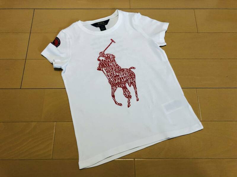 ●○ POLO RALPH LAUREN ポロ ラルフローレン ビッグポニー Tシャツ 6X ホワイト(白)×レッド(赤) ○●