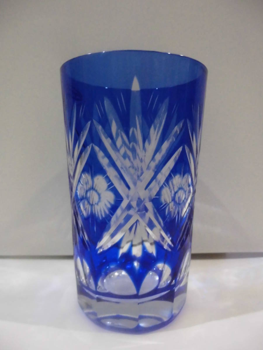 切子　☆　花柄　☆　青　☆　未使用品　☆