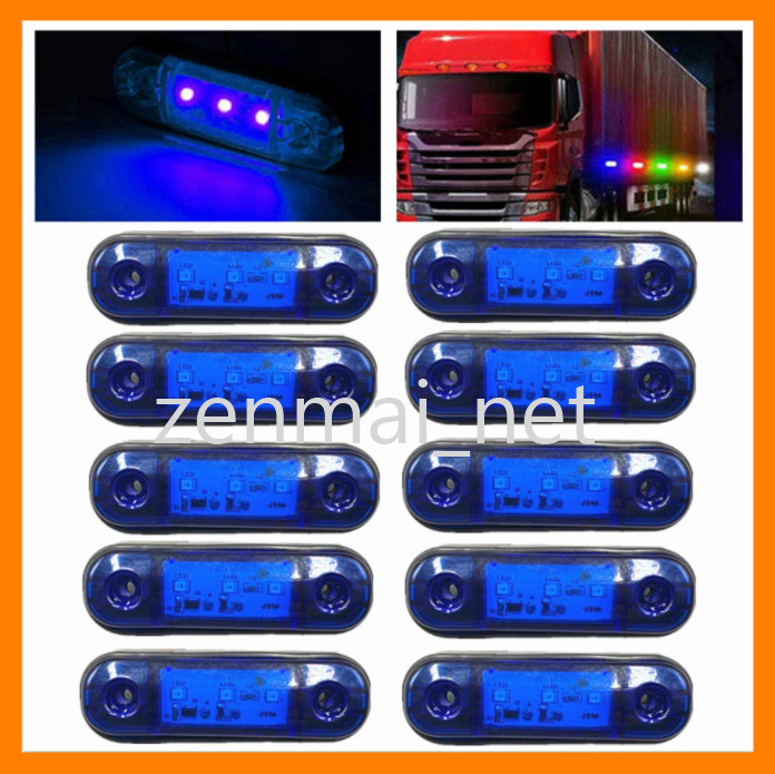 A178　トラック/トレーラー用LEDライトサイドマーカー ブルーLED10個セット アウトラインマーカーランプ 12V/24V 電飾 デコトラ