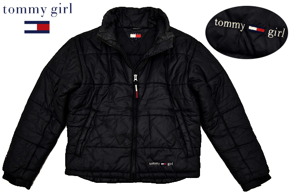 A-2912★tommy girl トミーヒルフィガー★正規品 ブラック黒色 中綿 リップストップ ジャンパー ジャケット Ｓ まとめ取引 同時梱包歓迎