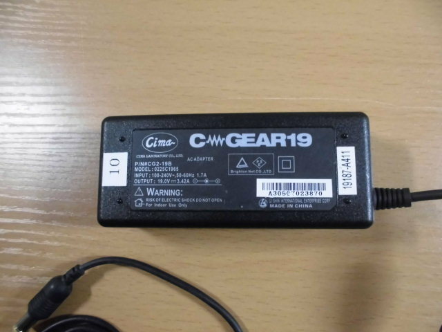 Cima ACアダプター GG2-19B C GEAR19 19.0V2A 出力電圧実測値19.24V確認 DCケーブル2本付 中古品