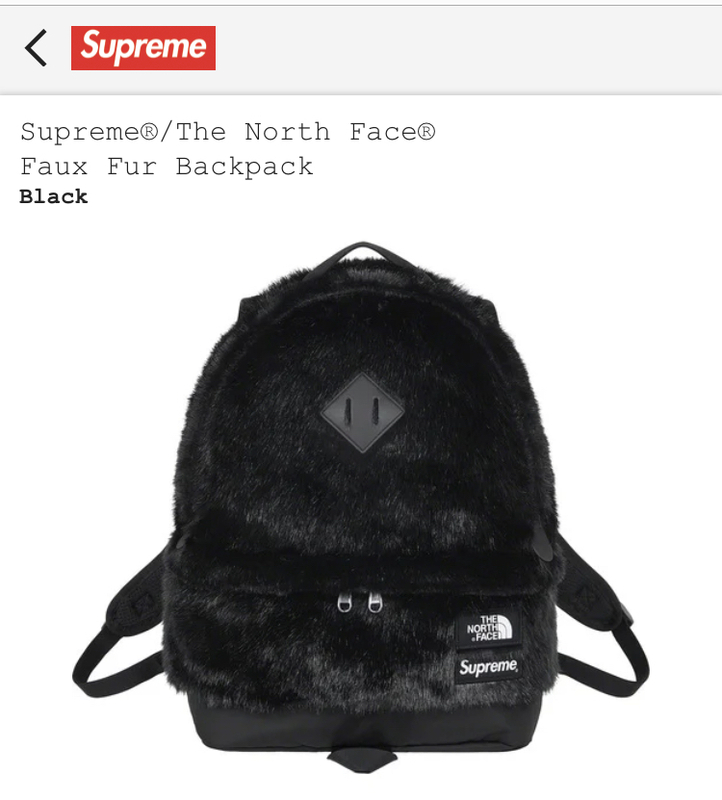【新品正規】黒 / 20aw Supreme The North Face Faux Fur Backpack BLACK / シュプリーム ノースフェイス TNF バッグ nuptse