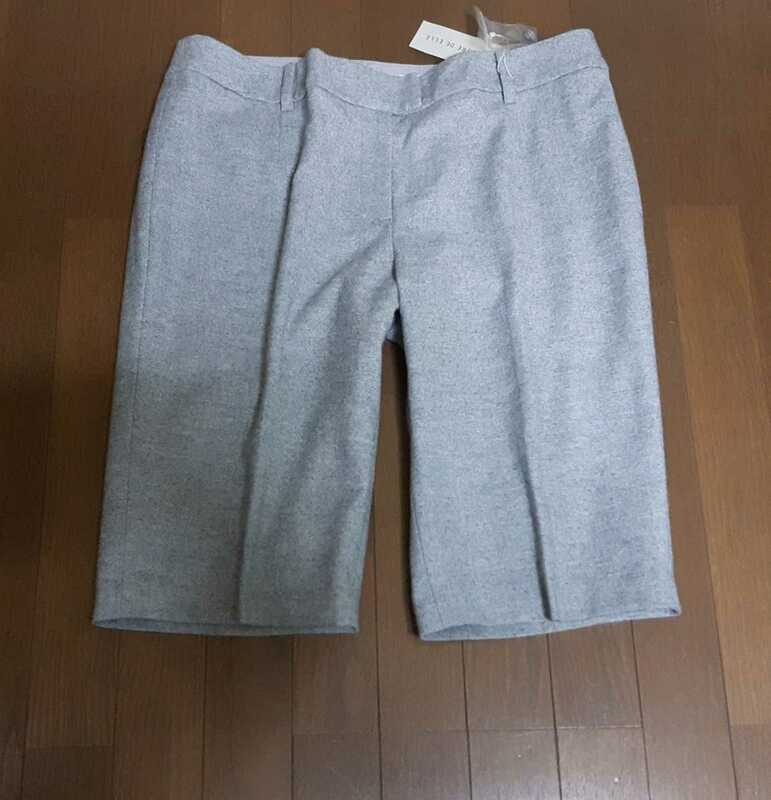 ◇新品W83◇カシミア混ウール*ベーシッククロプトパンツ*股下31*杢グレー*大きいサイズ*