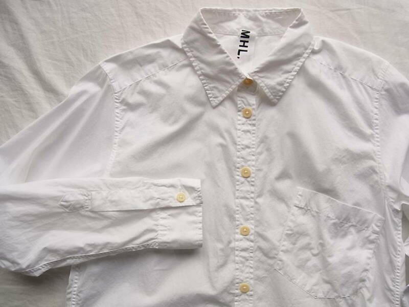 M H L, マーガレット・ハウエル　ホワイトシャツ　サイズⅠ　日本製　
