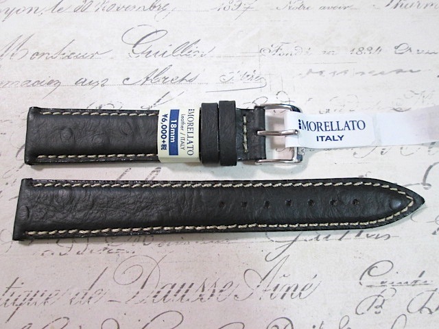 MORELLATO ITALY 18mm 黒 Chic カーフ・オーストリッチ型押