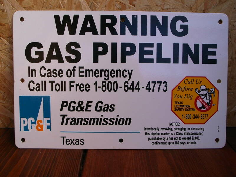 ★　USAオリジナル　ワーニング　ガスパイプライン　両面表示警告看板　未使用の本物　★