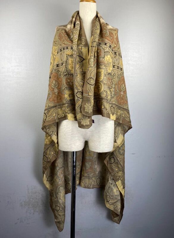 ETRO WOOL SILK PAISLEY PATTERNED LARGE SIZE SHAWL MADE IN ITALY/エトロウールシルクペイズリー柄大判ショール(ストール)