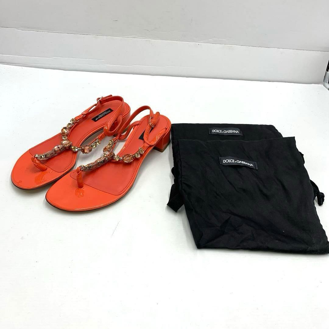 78◆CO/DOLCE&GABBANA ビジュー付きサンダル サイズ:38 0120-9