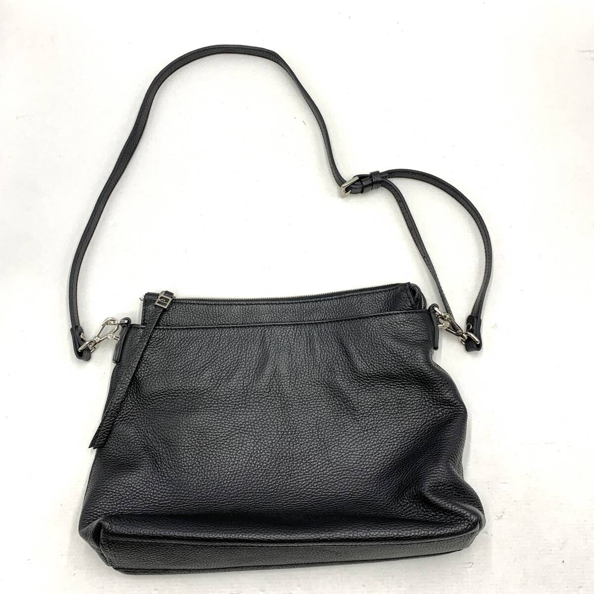 75◆80/GIANNI CHIARINI レザーショルダーバッグ ブラック 0114-3