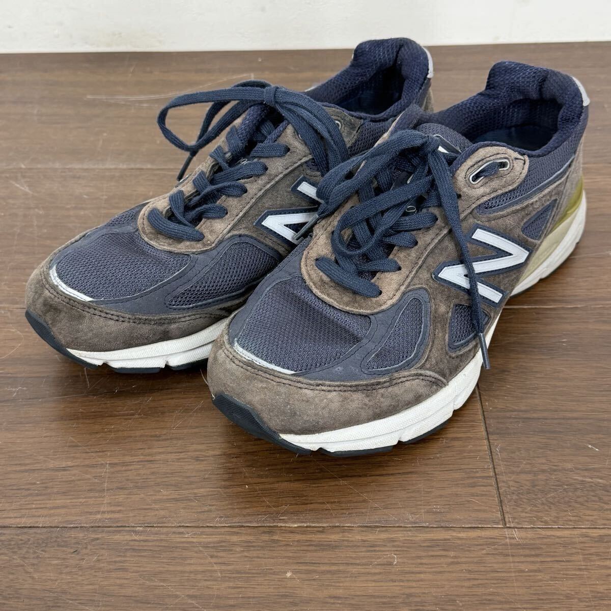 FAK9a New Balance ニューバランス M990NV4 ネイビー スエードメッシュ ローカットスニーカー 26.5cm USA製 アメリカ製 シューズ 靴