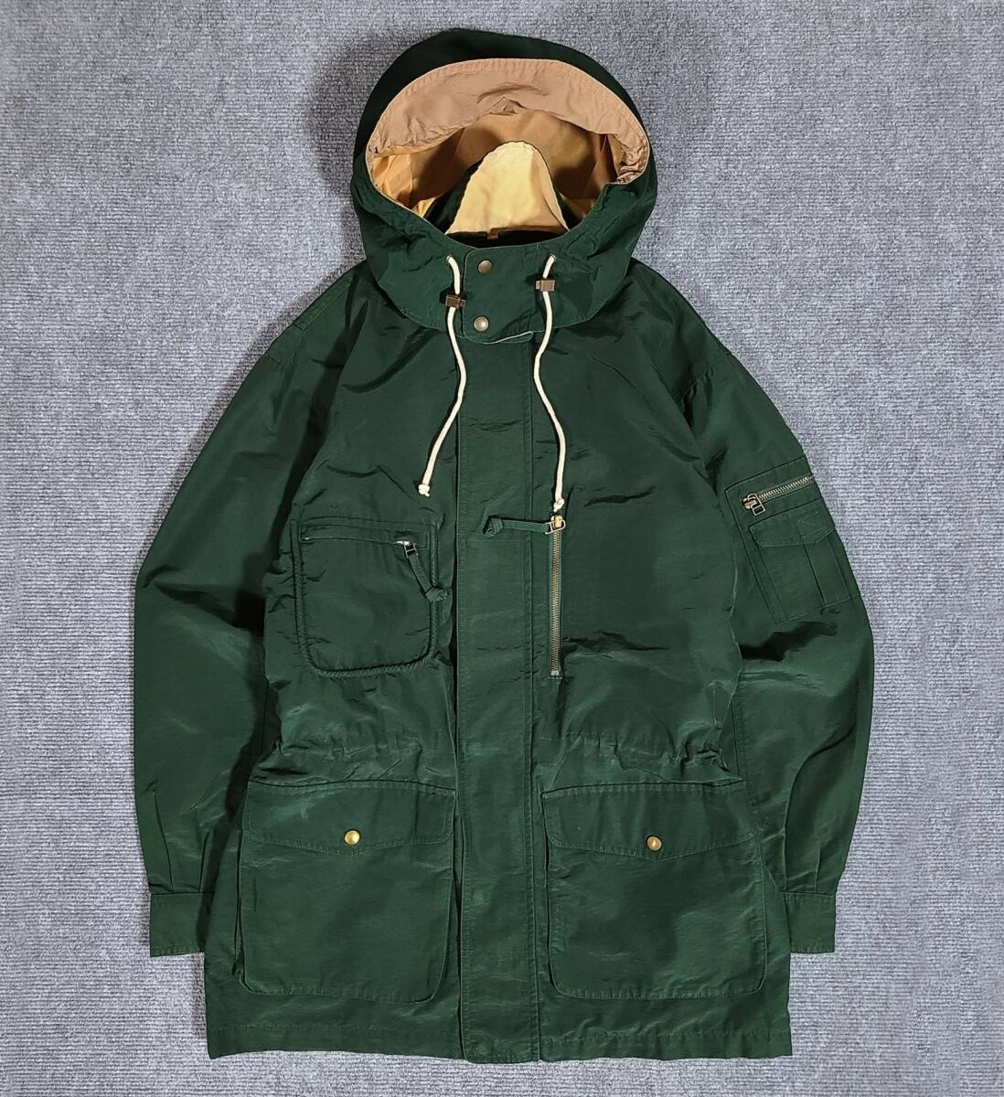 黒タグ 80S　Eddie Bauer　エディーバウアー　着脱フード　60/40クロス　マウンテンパーカー　ジャケット　ダークグリーン　緑　ビンテージ