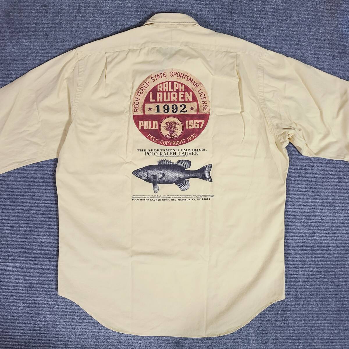 レア　クリーニング済　90S　POLO RALPH LAUREN　SPORTSMAN　ポロ ラルフローレン　スポーツマン　1992　長袖シャツ　フィッシングシャツ