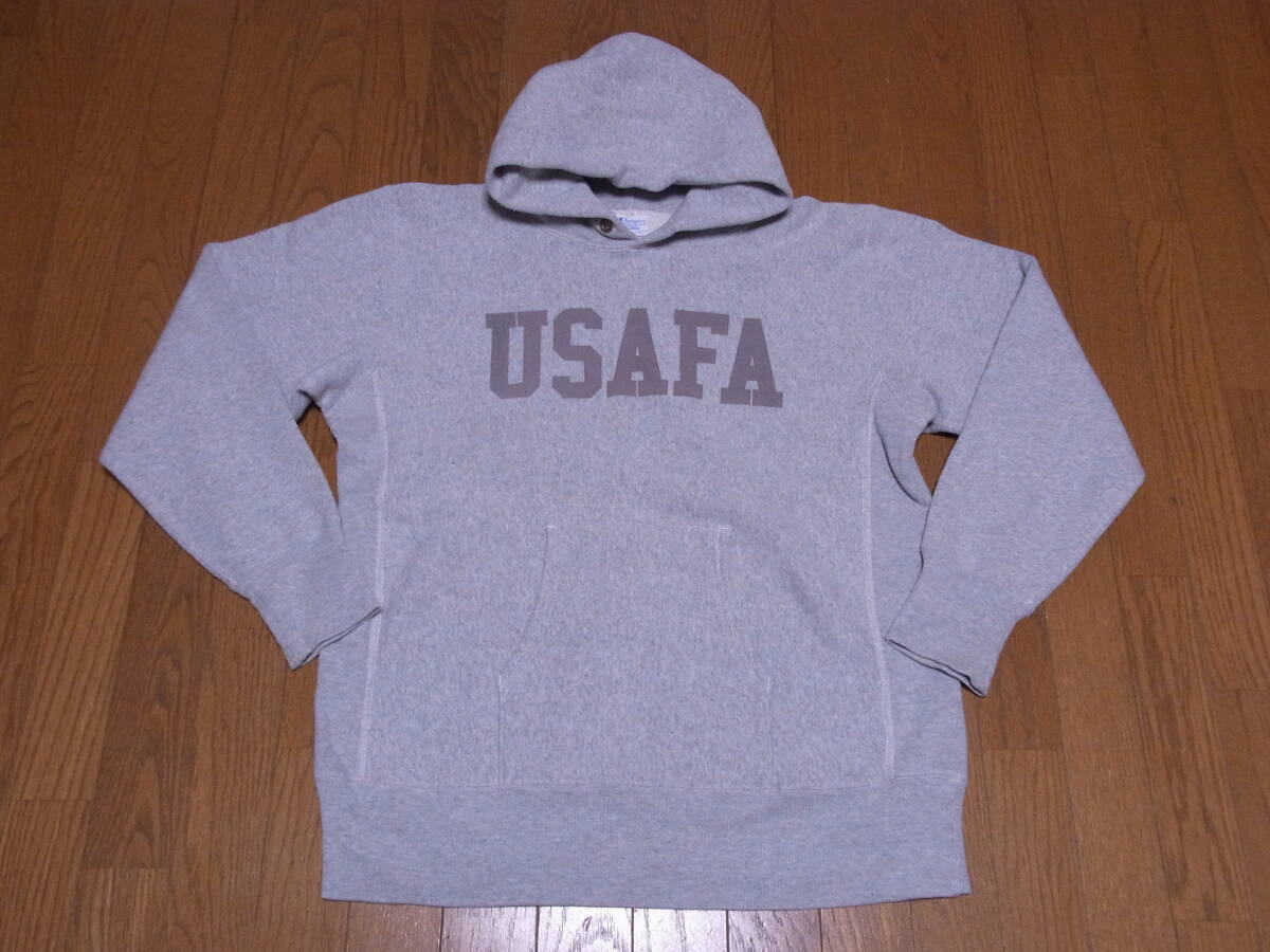 261-101/Champion/チャンピオン/青単色/復刻/USAFA/リフレクタープリント/リバースウィーブスウェットパーカー/XL