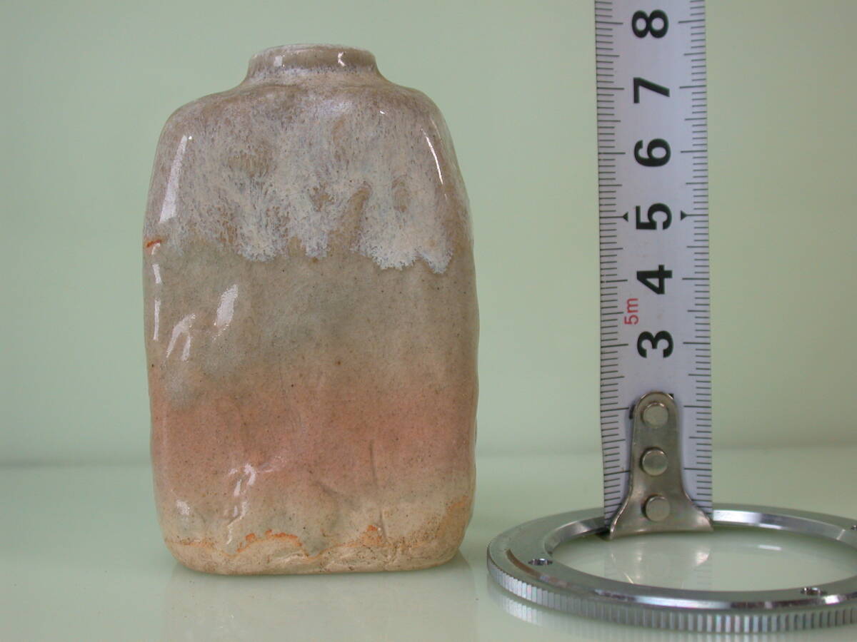 夢582．萩焼窯元 晴雲山 7代 岡田仙舟 小花瓶 高7.7cm程 一輪挿し 栞