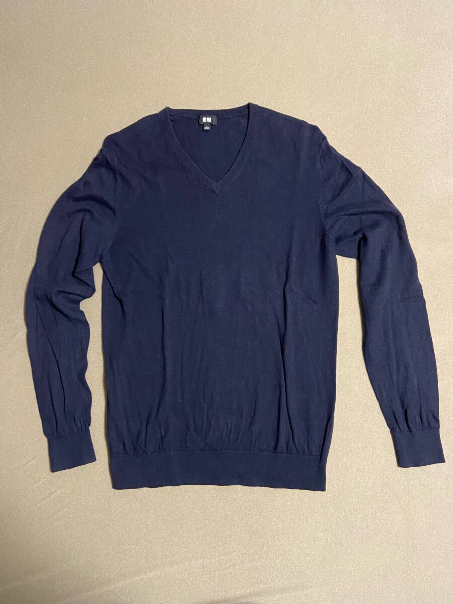UNIQLO　カシミヤ　 Vネック セーター　ネイビー