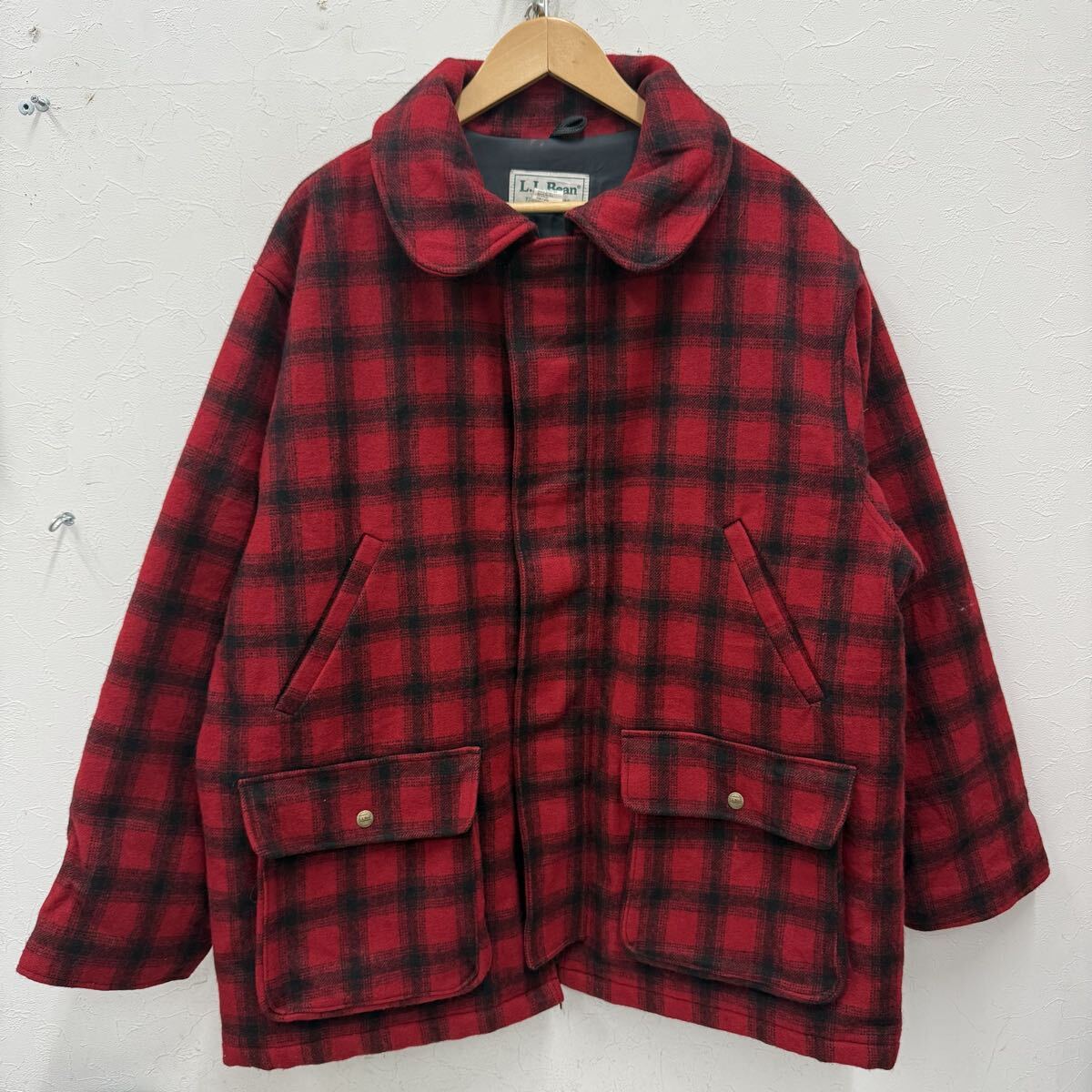 (37) L.L.Bean ウール ハンティングジャケット レッド チェック XL USA製 メンズ エルエルビーン アウター バッファロー 37960974071