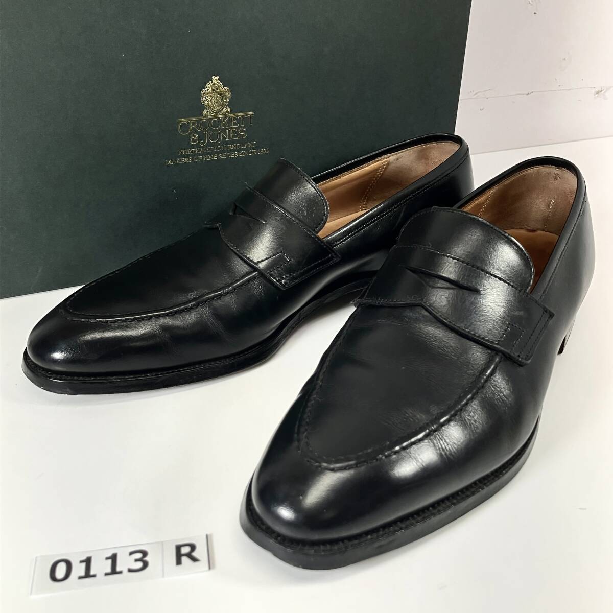 (志)Crockett&Jones クロケット＆ジョーンズ シドニー コインローファー ペニーローファー 本革レザー 6E(24.5程)ブラック 黒 箱付(I)0113R