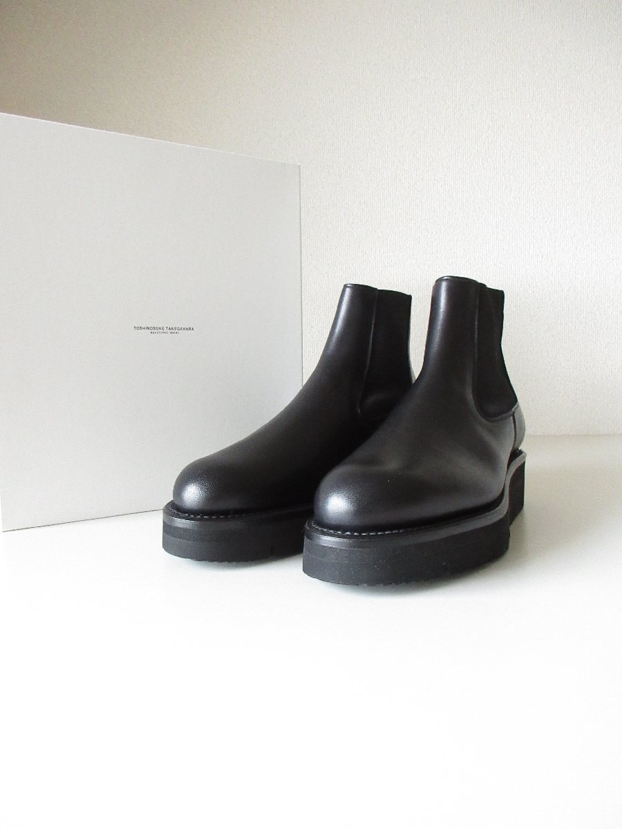 未使用 TOSHINOSUKE TAKEGAHARA BEAUTIFUL SHOES / ビューティフルシューズ BRITISH SIDEGORE BLACK 24.0 / サイドゴアブーツ レザー